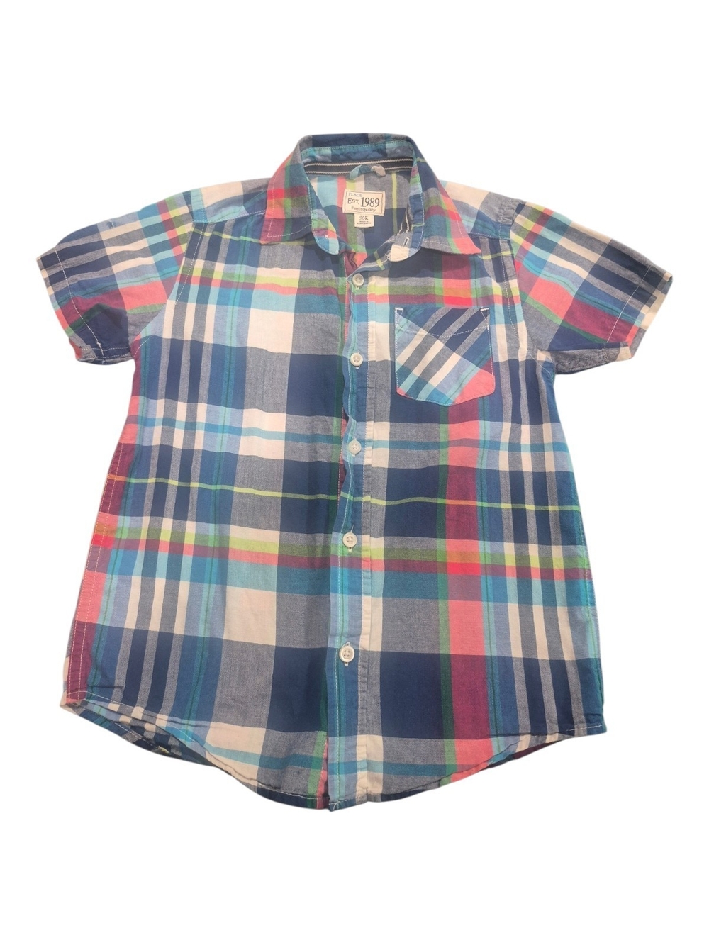 Plaid Short-Sleeve Button-Up Shirt